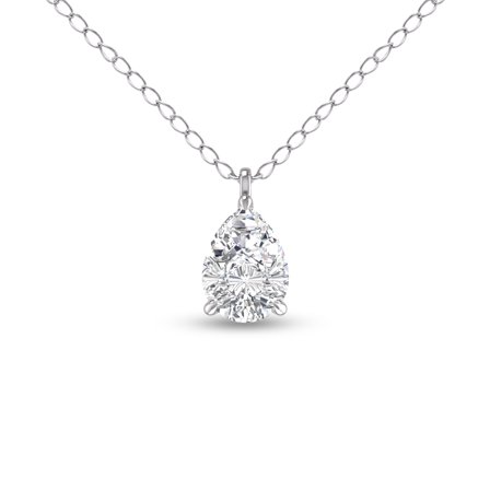 SZUL Women's Lab Grown 1 Carat Pear Solitaire Diamond Pendant in 14K White Gold