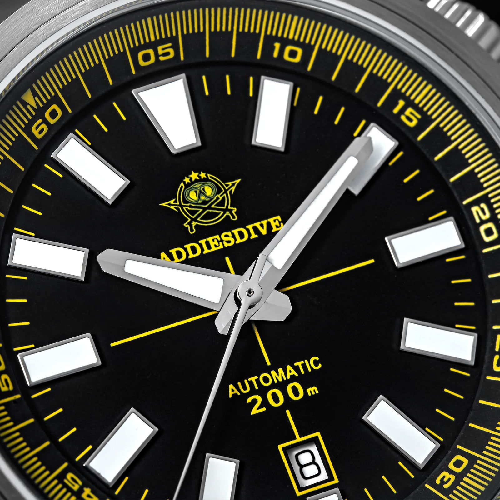 ADDIESDIVE Men's Automatic Watch with Exhibition Case Back Dive Watch 200M Sapphire Crystal Stainless Steel Luminous Date Watch for Men