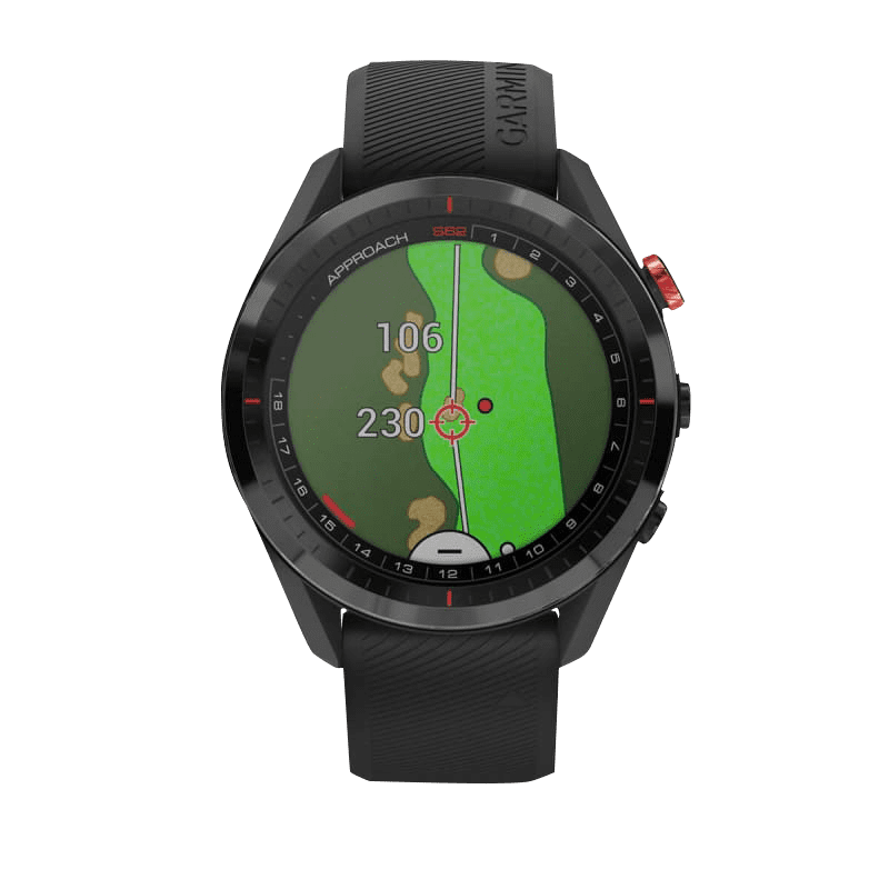 Restored Garmin Approach S62 Black Ceramic Bezel with Black Silicone Band Garmin Certified (Refurbished)