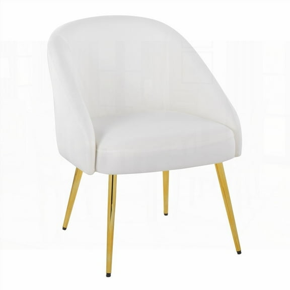Contemporary Gold Metal & White Velvet Shiraz Chair - 1-Piece with Weight Capacity