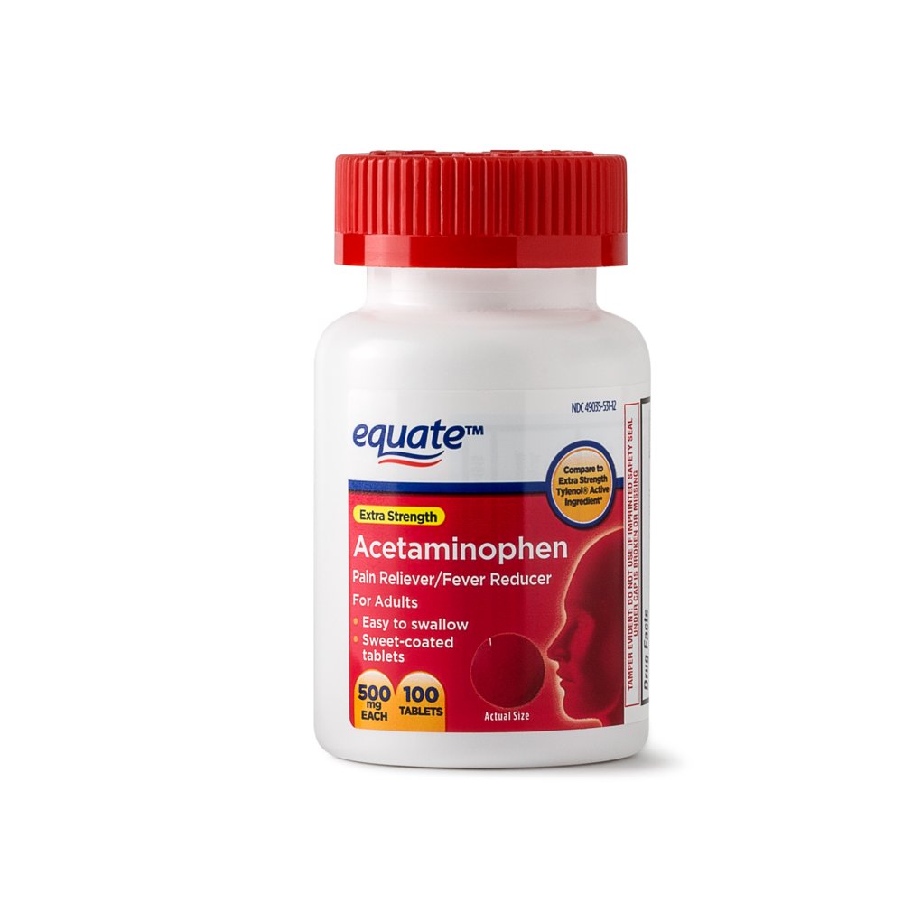 Equate Extra Strength Acetaminophen Tablets, 500 mg, 100 Ct