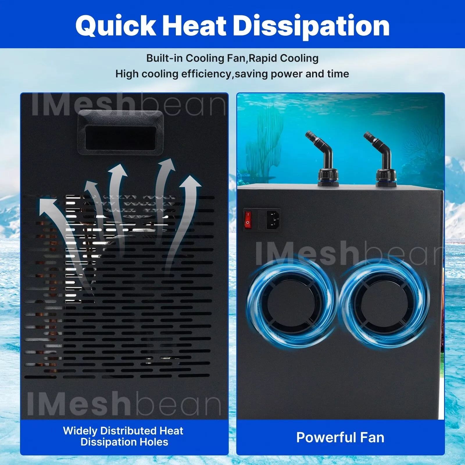 iMeshbean 300L 1/3HP Aquarium Chiller Ice Bath Water Chiller Hydroponic Fish Tank Cooler