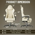thumbnail image 3 of Luxvie Gaming Chair with Footrest PU Leather High Back Ergonomic Office Gamer Chair with Headrest and Massage Lumbar Cushion Racing Comfortable Computer Video Game Chair for Adults, Beige, 3 of 11