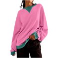 thumbnail image 4 of Womens Oversized Sweatshirt Loose Crew Neck Long Sleeve Shirts Casual Solid Color Pullover Tops Fall Clothes (Hot Pink S), 4 of 7