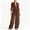 #0334-Coffee, variant on Women's Outfits Button Down Linen Shirt and Belted Wide Leg Pants Casual Bohemian Style Loose Fit Comfortable Two Piece Pants Sets Gift