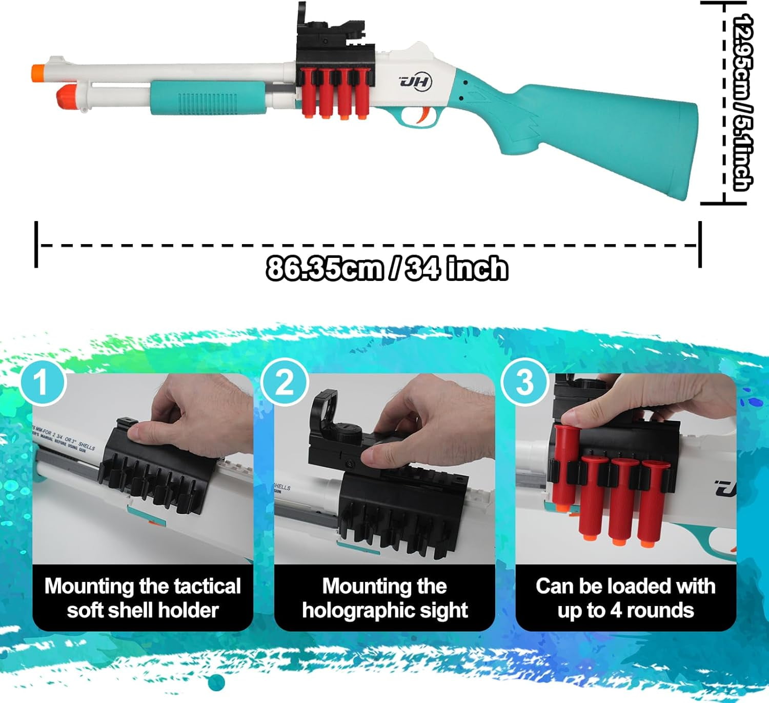 30-Inch Soft Dart Blaster Foam Blaster –  Airsoft, Shell-Ejecting, Spring-Loaded for Outdoor Fun 14+ Years Old