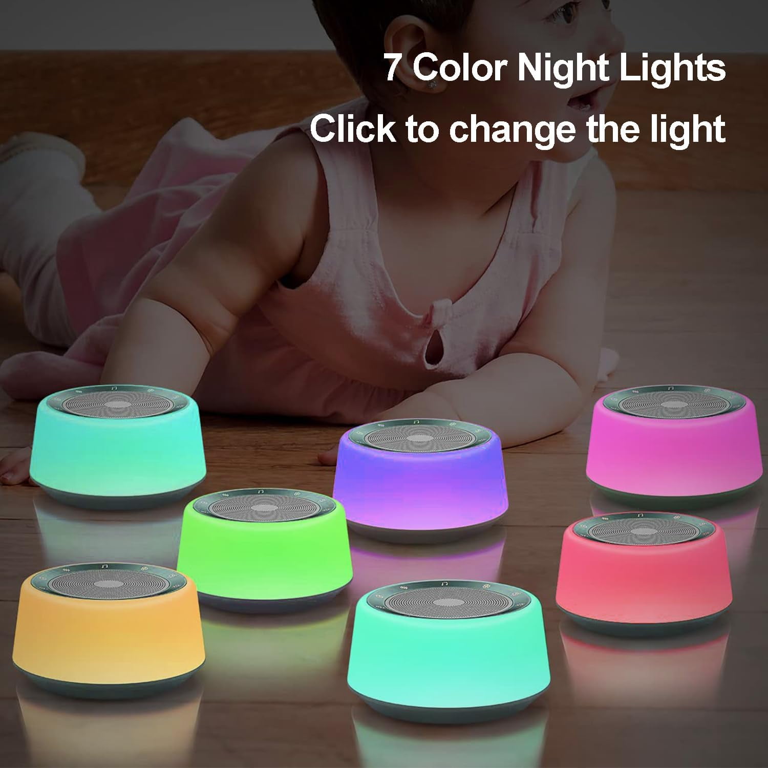 White Noise Machine,Sound Machine for Sleeping with 30 Soothing Sounds,7 Color Night Light with 5 Timers,Touch Control & Adjustable Brightness,Sleep Machine for Baby, Adults Home & Office