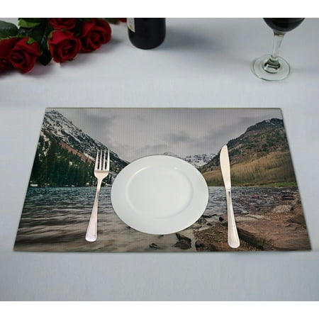 

GCKG Beautiful Mountain and Lake View Placemat Winter Landscape of Colorado at Maroon Bells Placemat 12x18 Inch Set of 2