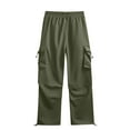 thumbnail image 6 of BiZtdJrK Today's Deals Mens Baggy Cargo Pants Drawstring Waist Parachute Pants Outdoor Lightweight Work Trousers Wide Leg Y2K Track Pants with Flap Pockets Vintage Hip Hop Streetwear Army Green XL, 6 of 9