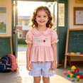 thumbnail image 2 of HAYIMI Girls Summer School Short Sleeve Tops Shorts With Cute Pencil Embroidery Two Piece Outfit Sets Soft Clothes Sets, 2 of 8