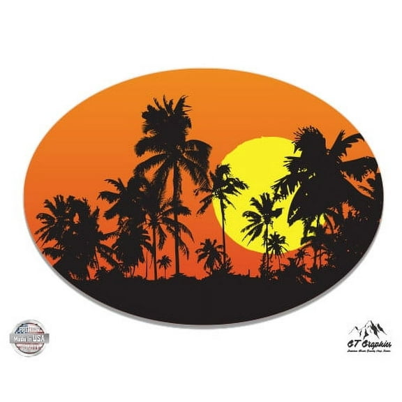 Tropical Sunset - 3" Vinyl Sticker - For Car Laptop I-Pad Phone Helmet Hard Hat - Waterproof Decal