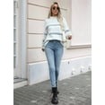 thumbnail image 6 of Women'S Casual Leopard Print Knitted Pullover Sweaters Long Sleeve Crew Neck Jumper Tops Blue XL, 6 of 7