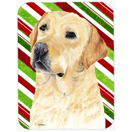 

15 x 12 in. Labrador Candy Cane Holiday Christmas Glass Cutting Board - Large