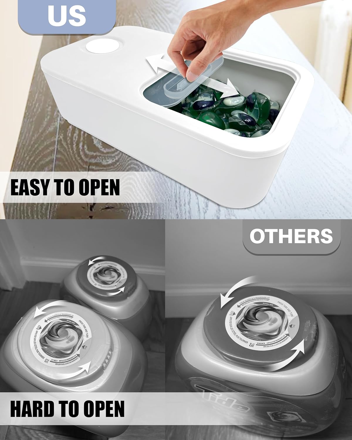 Skywin Laundry Pod Container with Sliding Lid (White)- 2 Pack Laundry Pod Storage Container for Laundry Room Container Organization great as Laundry Detergent Container