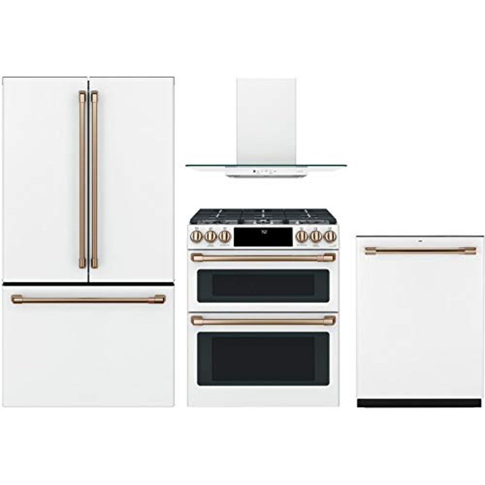 GE Cafe 4 Piece Appliance Package CWE23SP4MW2 36"Smart French Door