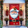 thumbnail image 4 of 35x79 Inch Elastic Christmas Wreath Door Cover, Stretchable Fabric Holiday Front Door Wrap with Bow, Festive Winter Entryway Banner Decoration for Home Outdoor Party, 4 of 5