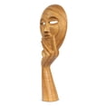 thumbnail image 3 of 16" Wooden Hand Carved Abstract Thinker Mask Stand Alone Statue or Wall Hanging Sculpture Decor Handmade Home Accent Handcrafted Thinking Figurine Art, 3 of 9