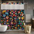 thumbnail image 2 of No Hook Shower Curtain with Snap in Liner, Mexico Floral Flower Guitar Cactus Parrot Waterproof Fabric Bathroom Curtain Mesh Top Window, Retro Aesthetic Shower Curtains 72x72in, 2 of 9