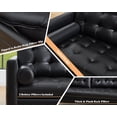 thumbnail image 5 of VanAcc Leather Sofa, Mid Century Modern Genuine Leather Sofa, 3 Seater Comfy Couch for Living Room Home Office, Black Leather Couch, 5 of 9