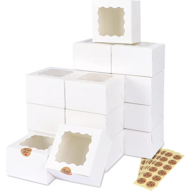 Cajas de papel de cartón ecológico para repostería, galletas, pasteles, panquecitos, color blanco.