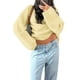 thumbnail image 3 of Suéter Holgado de Cuello Redondo y Larga Abullonada para Mujer. Amarillo XL, 3 of 7