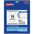 thumbnail image 1 of Avery Durable Waterproof Rectangle Labels with Sure Feed, 1" x 2-5/8", 1,600 Oil and Tear-Resistant Waterproof Labels, Print-to-The-Edge, Laser/Pigment-Based Inkjet Printable Lab, 1 of 8