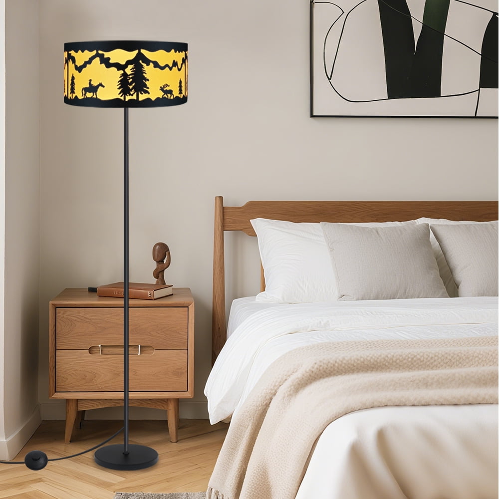 Elinkume Floor Lamp, Rustic Floor Lamp, E26 Head, Rustic Country Rustic Lamps, Kitchen, Living Room, Bedroom, Dining Room