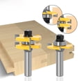 thumbnail image 1 of 2-Piece Woodworking Router Bit Set with 1/2-Inch Shank – Durable 3-Tooth T-Shape Jointing Knives for Carpentry, Compact Design for Easy Storage & Efficient Control, Ideal for Professionals and, 1 of 5