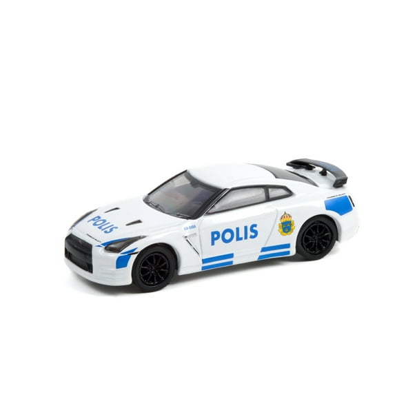 Stockholm Police 2014 Nissan GT-R (R35), White and Blue - Greenlight 42980D/48 - 1/64 scale Diecast Model Toy Car