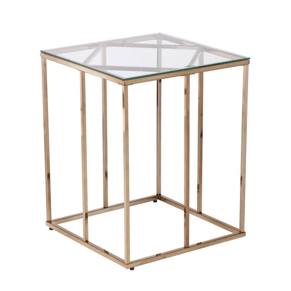 SEI Furniture Nicholance Contemporary End Table with Tempered Glass Top