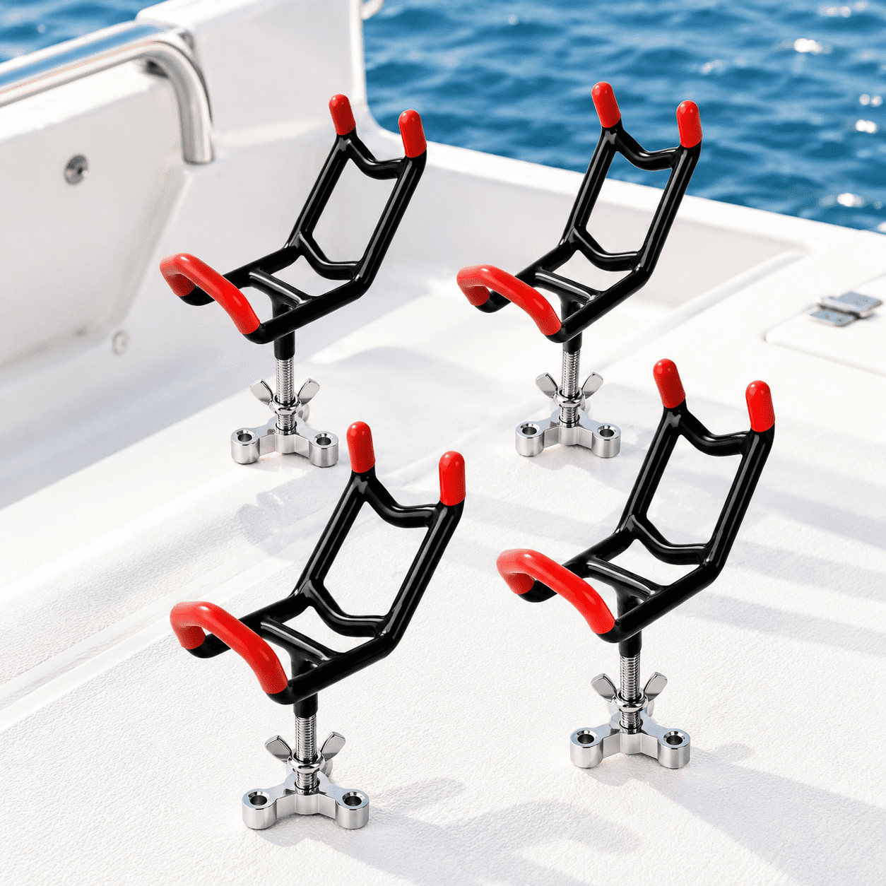 4 Pack Dual-Angle Boat Fishing Rod Holders with 5° & 25° V-Shape Cradles