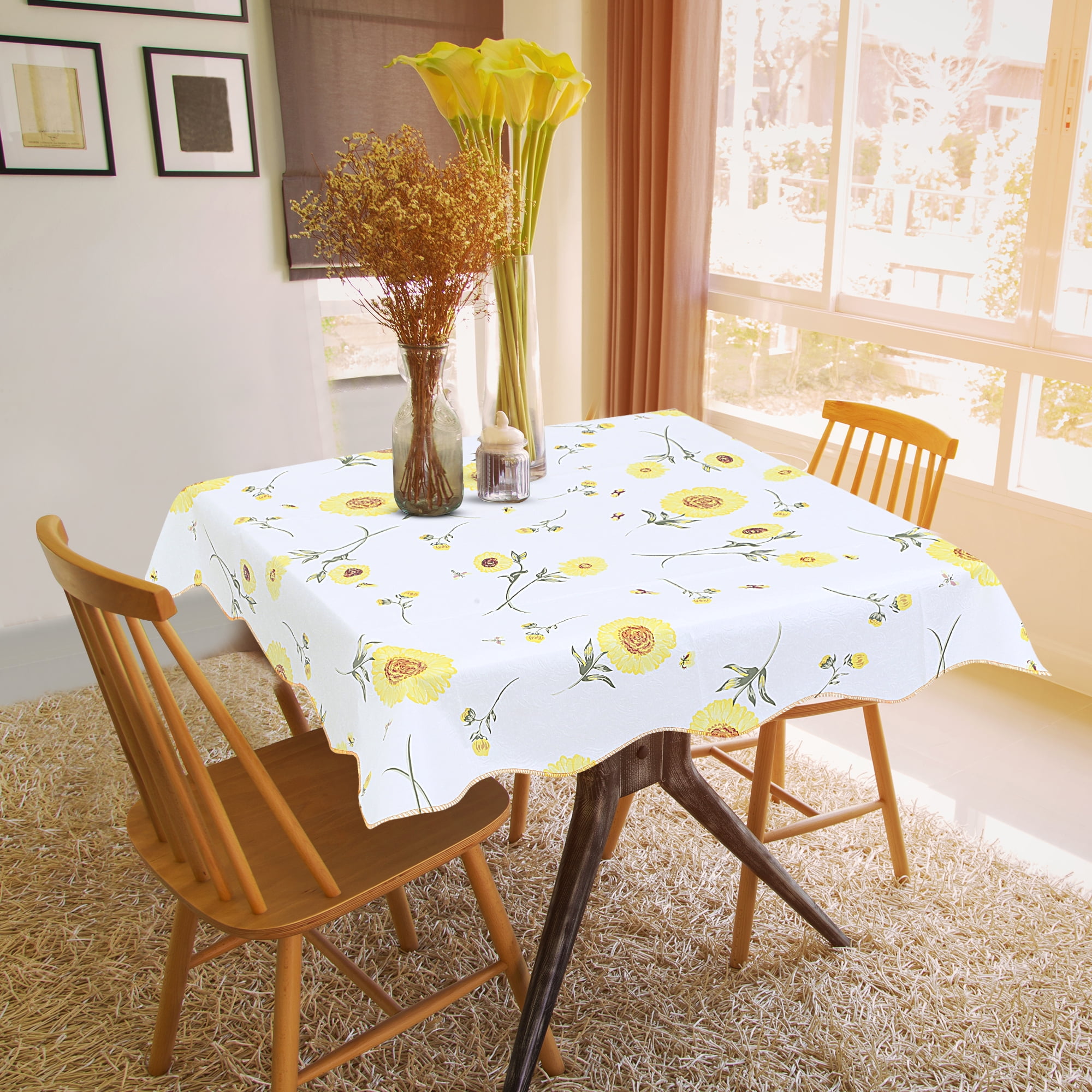 PiccoCasa Waterproof Vinyl Plastic Tablecloth, 35"x35" Square, Washable
