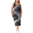 thumbnail image 2 of Vestido de verano sin mangas para mujer de tallas grandes Agnes Orinda, con diseño de teñido anudado, abertura lateral, escote en V, estilo casual midi, talla 4X, color gris azul, 2 of 5
