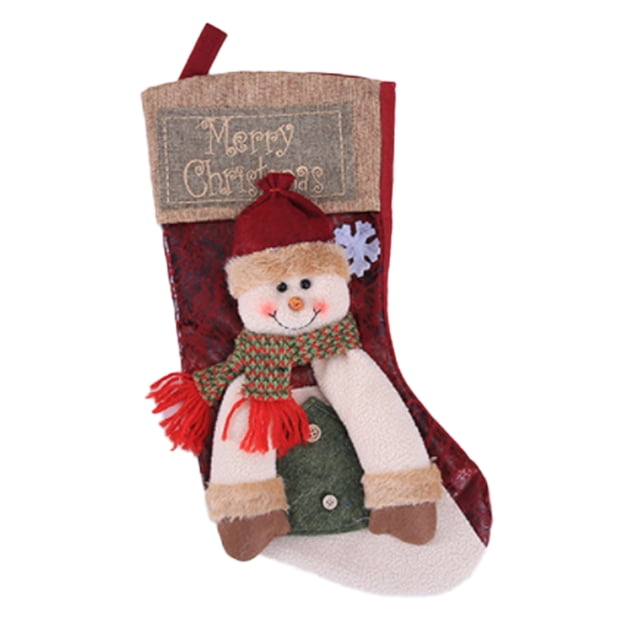 Inteprter calcetín navideño portátil de Navidad, repuesto decorativo reutilizable para niños, bolsa de regalo, adorno colgante Kits de decoración para fiestas Muñeco de nieve Inteprter HA069129-02