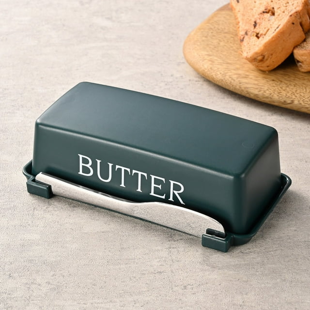 WHEANG Plat à Beurre avec Couvercle pour Comptoir, Pot à Beurre en Acier Inoxydable, Récipient à Beurre Polyvalent pour Cuisine, pour Femme, Mère