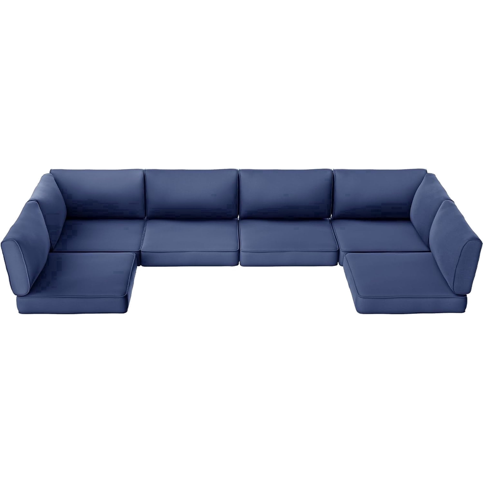 SUNCOZE 14-Piece Patio Cushion Set for 6-Seat Sectional Sofa, 25.6" x 25.6", 4-inch Thick, Anti-Slip, Blue
