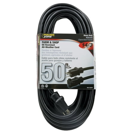 Powerzone OR532730 Extension Cord, Black Jacket, 50 ft L
