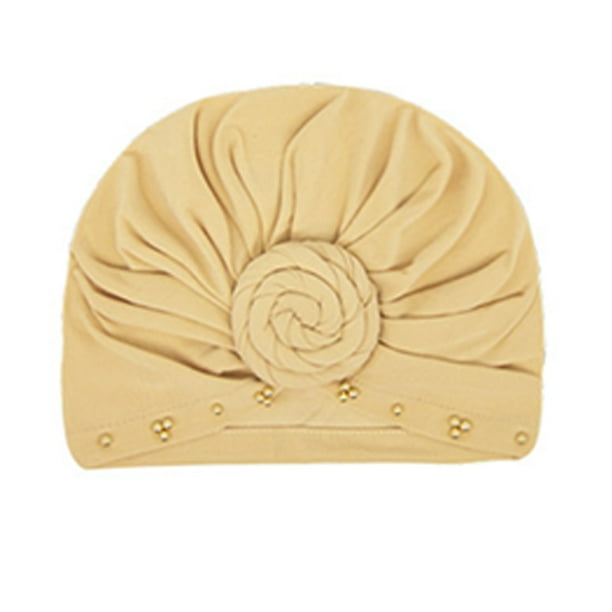 Guardurnaity Nudo Turbante Musulmán Hijab Beanie Color sólido Moda Headwrap Accesorios para la cabeza Gorros Gorros Banquete de boda Sombreros Beige