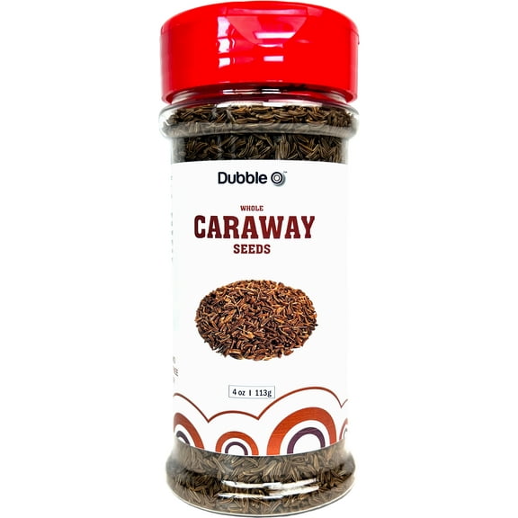 Caraway Seeds (Whole) - 4 oz. - Non GMO, Kosher, Halal, and Gluten Free - Dubble O Brand