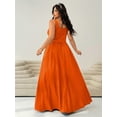 thumbnail image 2 of Orange Plus Size Sleeveless Square Neck A-Line Maxi Dress For Women Summer Flowy Long Dress, 2 of 7