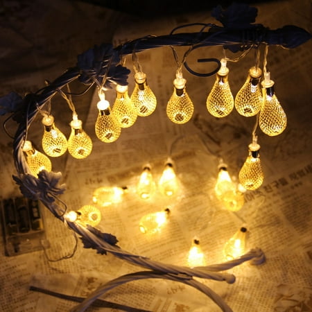 Warm White Water Drop Wedding Party Decor Outdoor Fairy String Light Lamp