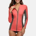 thumbnail image 3 of Beautyin Women's Zip Front Rash Guards Top Long Sleeves Patchwork Athletic Shirt, 3 of 6