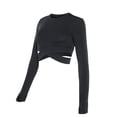 thumbnail image 1 of Camisetas Cortas Con Cuello Redondo Para Mujer, Camisetas Deportivas De Manga Larga Cruzadas Para La Barriga Para Yoga, Fitness, Camisetas Sin Mangas Para Correr Moyic OD016221-01, 1 of 6