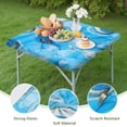 thumbnail image 4 of Blue Marble Gold Swirl Pattern Square Fitted Tablecloth with Elastic Edge,Square Table Cover,Washable Elastic Table Cover for Home Kitchen Party Decor 36"x36", 4 of 6