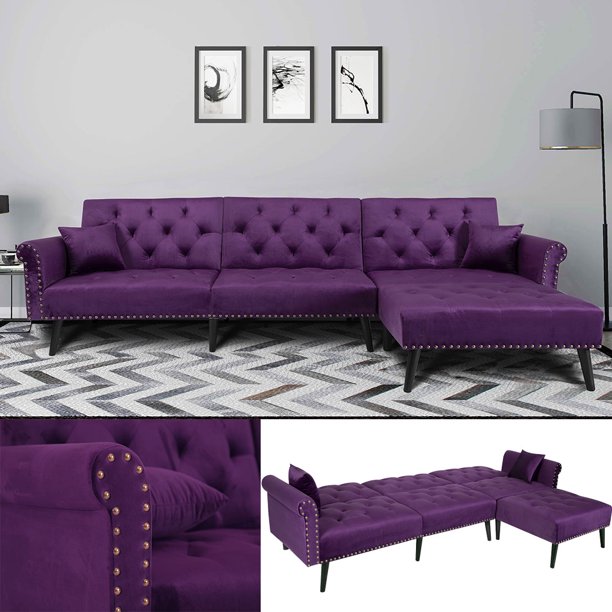 Lshaped Sofa Bed Set Atmospheric Elegant Home Sofa Purple Walmart