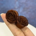 thumbnail image 4 of 6G Bloom Rose Flower Wooden Ear Plugs Double Flare Wood Rosebud Ear Gauges Stretcher Expander, 4 of 8