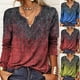 thumbnail image 3 of Dnzceghtig Camiseta Elegante Estampada De Manga Larga con Cuello En V para Mujer-Borgoña-XXL, 3 of 4