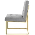 thumbnail image 3 of Contemporary Modern Urban Designer Dining Kitchen Room Side Chair, Fabric Metal Steel, Gold Light Grey Gray, 3 of 8