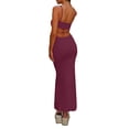 thumbnail image 2 of Women's Square Neck Spaghetti Strap Maxi Dress Backless Cutout Bodycon Long Dress for Party Graduation Evening, 2 of 6