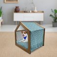 thumbnail image 3 of Nautical Pet House, Waves in the Ocean Pattern Abstract Illustration in Blue Shades Simplistic Doodle, Outdoor & Indoor Portable Dog Kennel with Pillow and Cover, 5 Sizes, Multicolor, by Ambesonne, 3 of 5